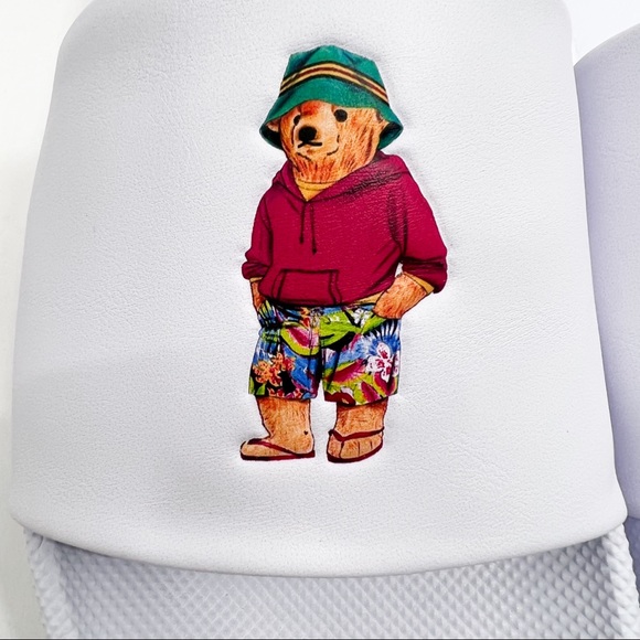 POLO Ralph Lauren CAYSON BEACH BEAR POOL SLIDES WHITE - Picture 5 of 16